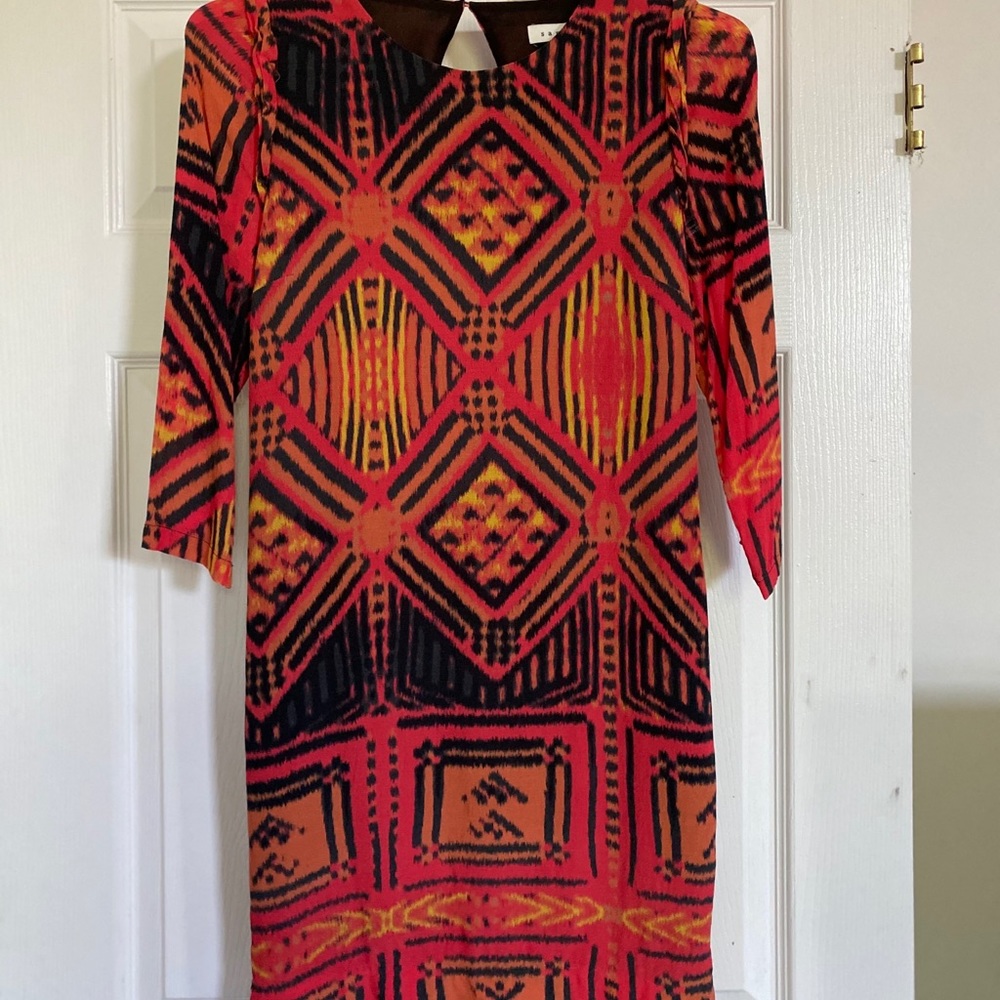 Sandro Ikat Red Orange Dress - Size 1
